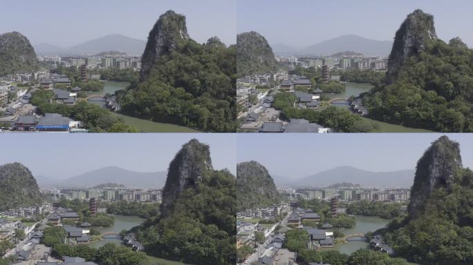 航拍广西桂林两江四湖景区视频