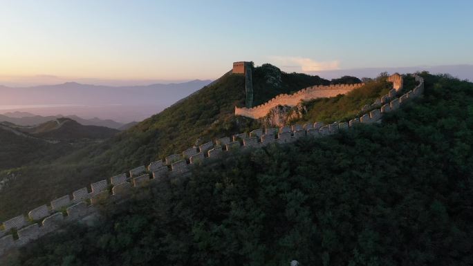 航拍河北张家口怀来陈家堡长城