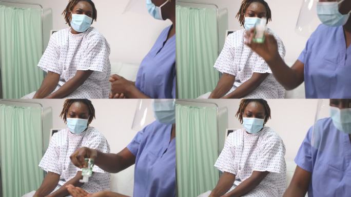 护士在护理新冠肺炎住院患者之前洗手