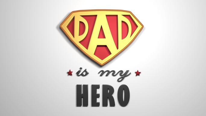 超级英雄爸爸徽标，白色背景，英雄标题，4K分辨率