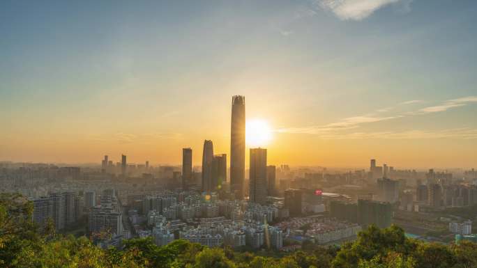 东莞旗峰山日落晚霞延时