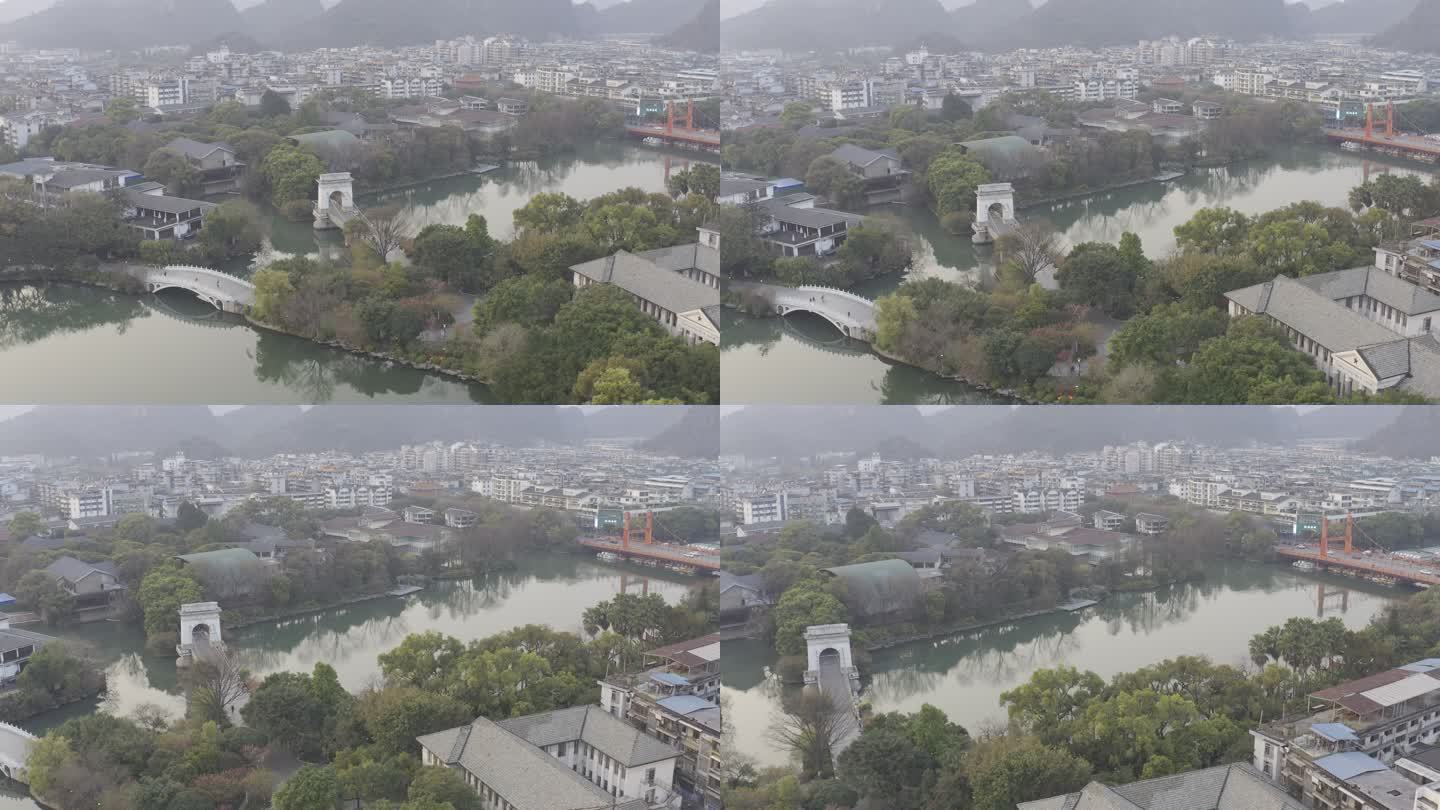航拍广西桂林两江四湖景区视频