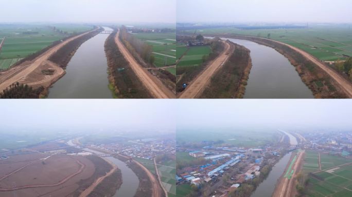 鱼台惠河河堤硬化改造航拍