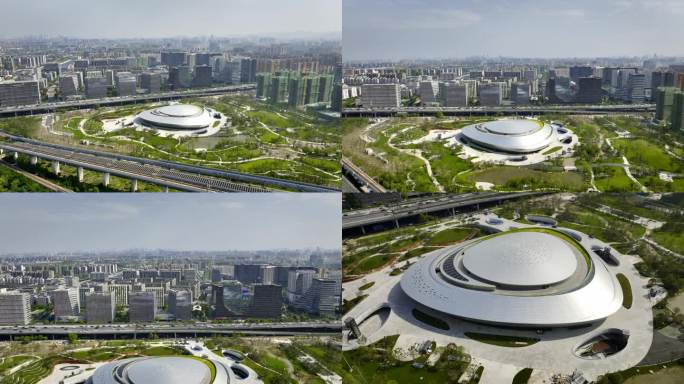 航拍2022杭州亚运会电竞中心体育馆