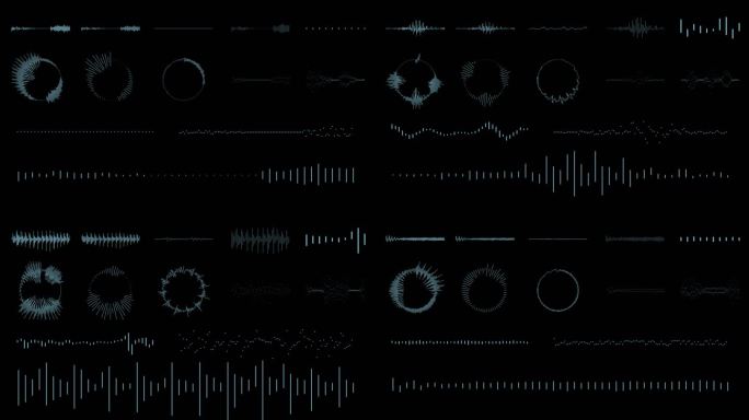 音频波形来自。声谱，数字取证。抽象音乐波动。未来声波可视化。合成音乐技术示例。调整打印。频率失真。4