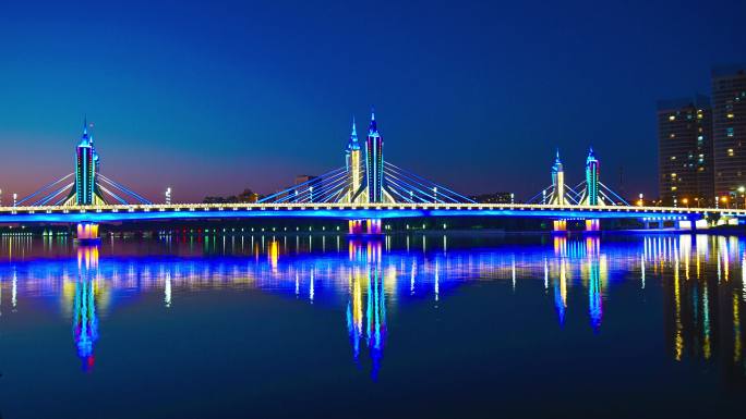 4K北京城市副中心通州运河大桥夜景延时