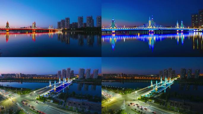 4K北京城市副中心通州运河大桥夜景延时