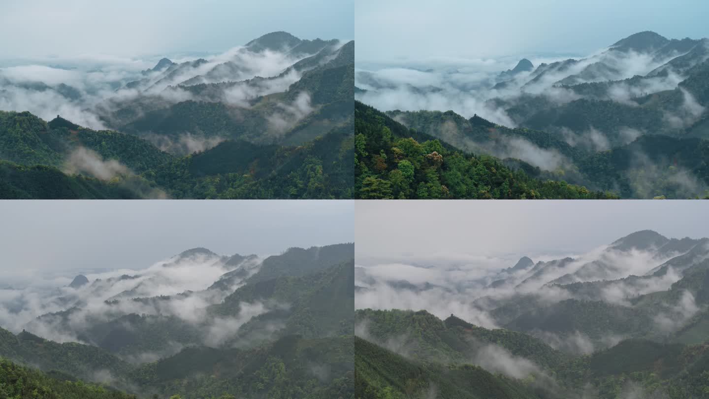 多角度航拍大气山雾素材