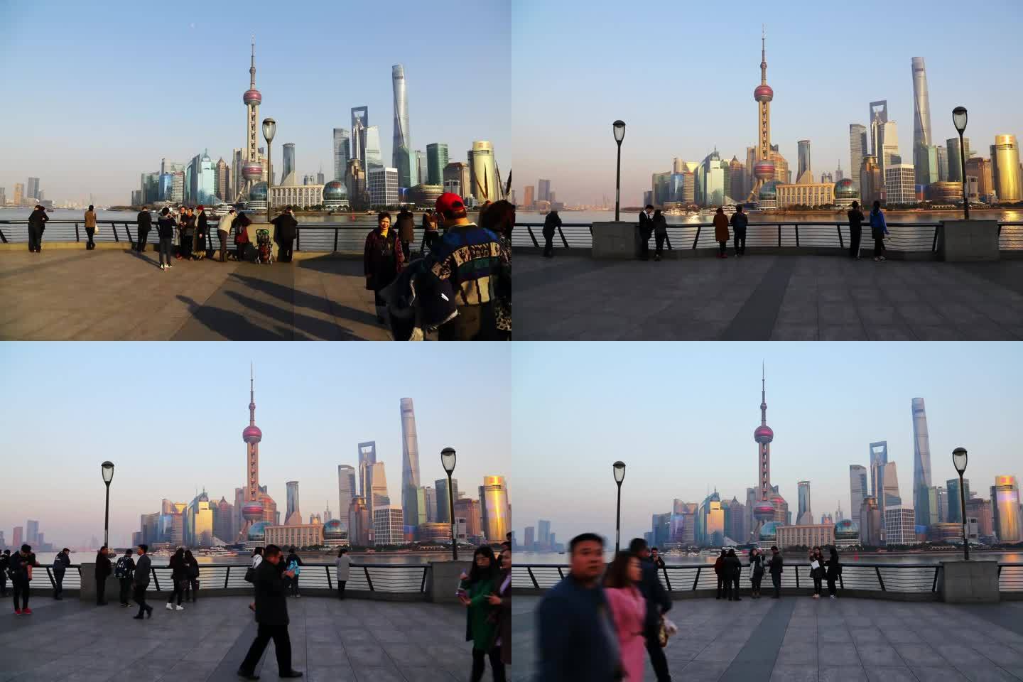 上海 外滩 日落 夜景延时摄影