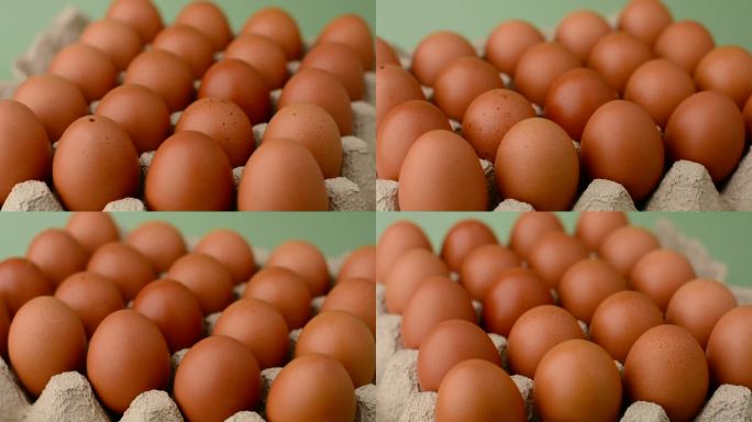 鸡蛋在慢旋转鸡蛋摊生食视频
