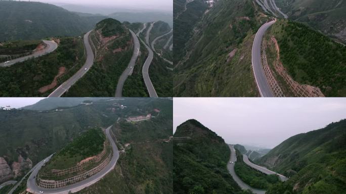 骊山蜿蜒盘山公路航拍大景4k超清分辨率