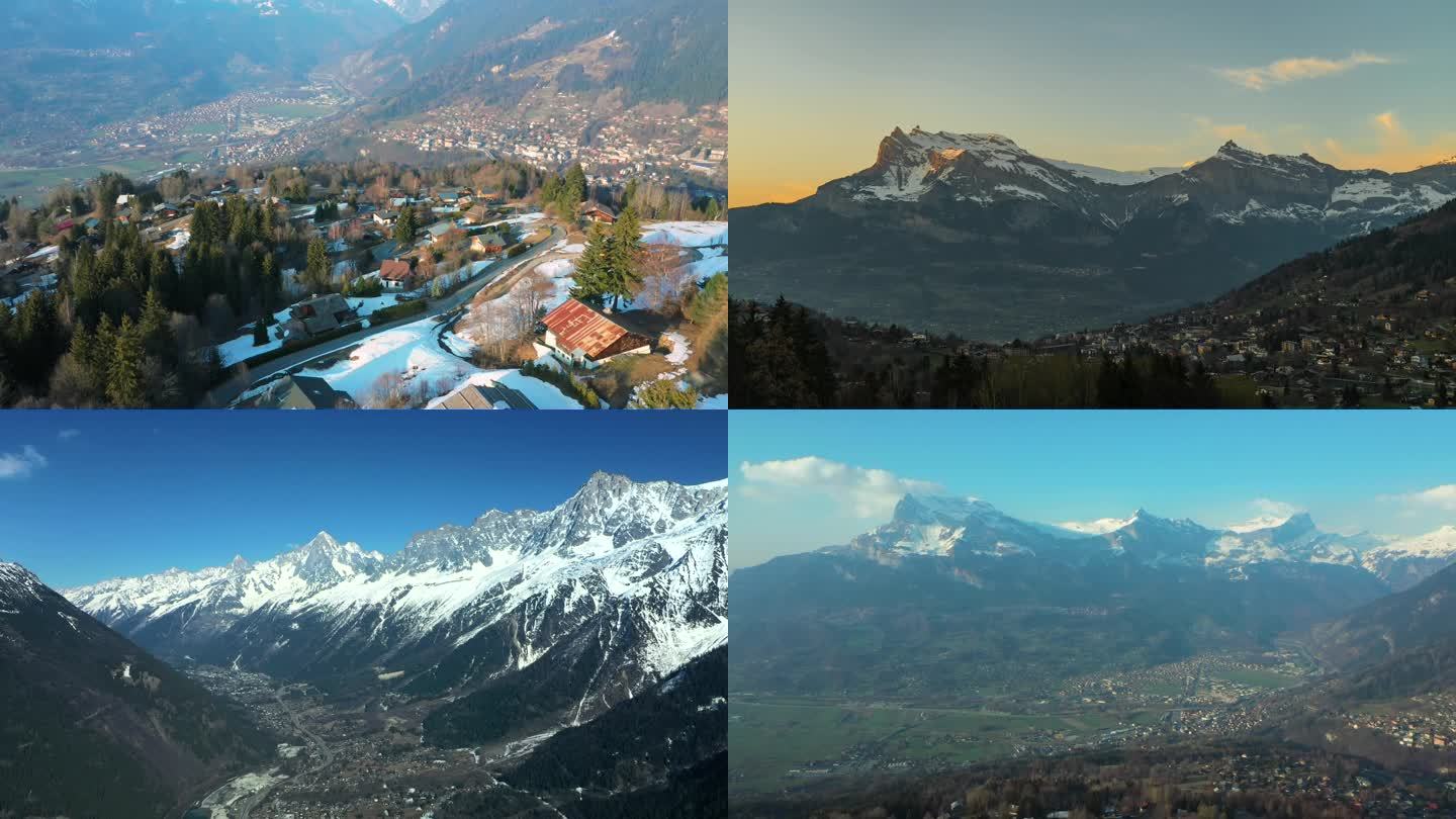 배경 화면 : 산들, 눈, 차량, 마을, 의지, 파노라마, 프랑스, 알프스 산맥, 스키 타기, 날씨, 시즌, 주택들, piste ...