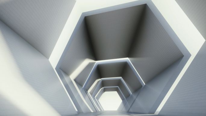 几何空间穿梭建筑光影变化多镜头组合素材