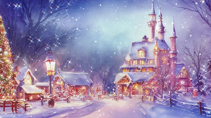 下雪的迪士尼城堡