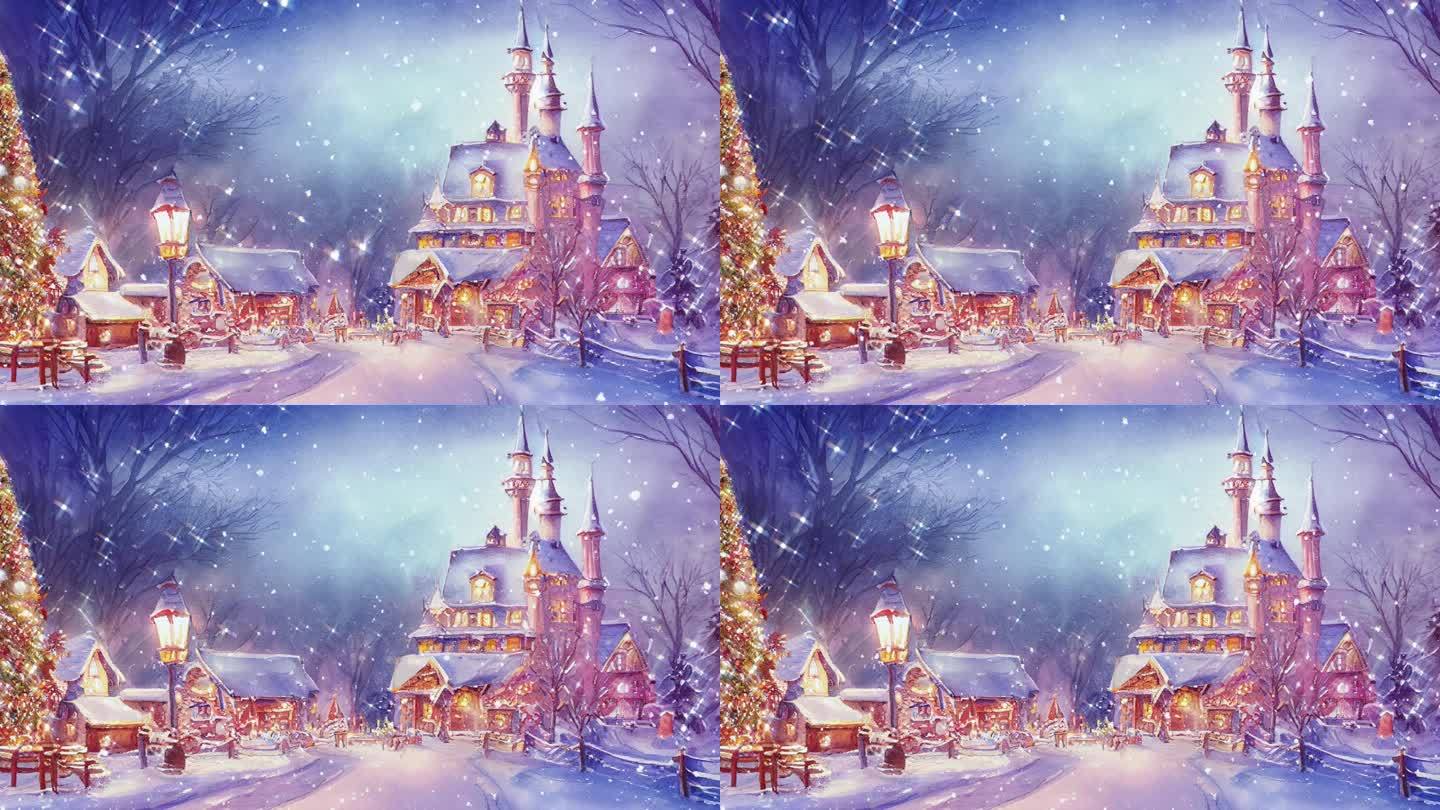 下雪的迪士尼城堡