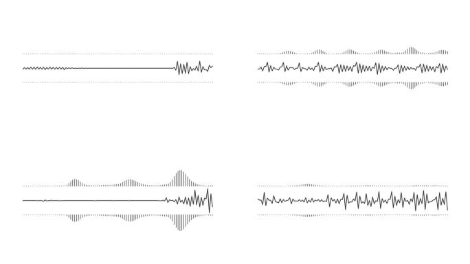 音频波形来自。声谱，数字取证。抽象音乐波动。未来声波可视化。合成音乐技术示例。调整打印。频率失真。4