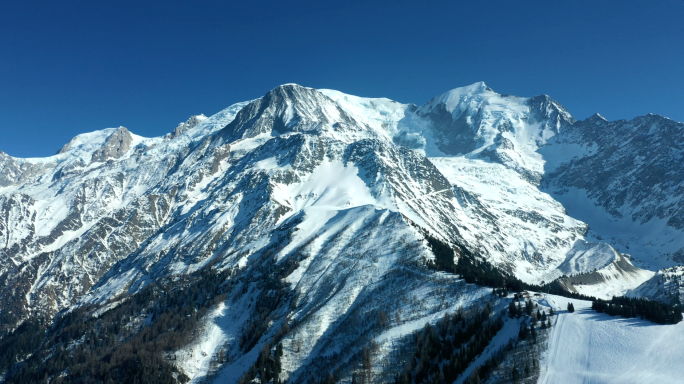 国外雪山航拍 法国勃朗峰 阿尔卑斯雪山