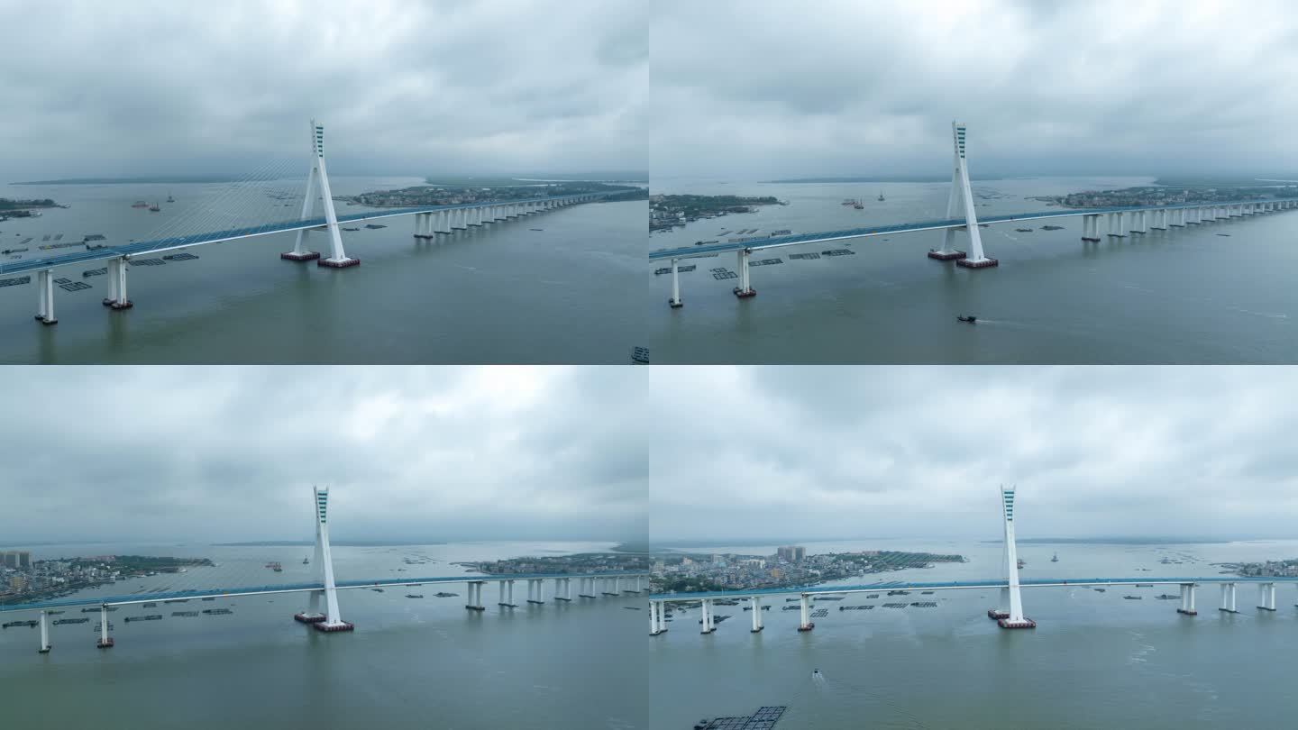 海南海文大桥航拍环绕延时4k