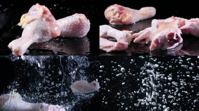 肉类食材掉落落入水中慢镜头视频素材