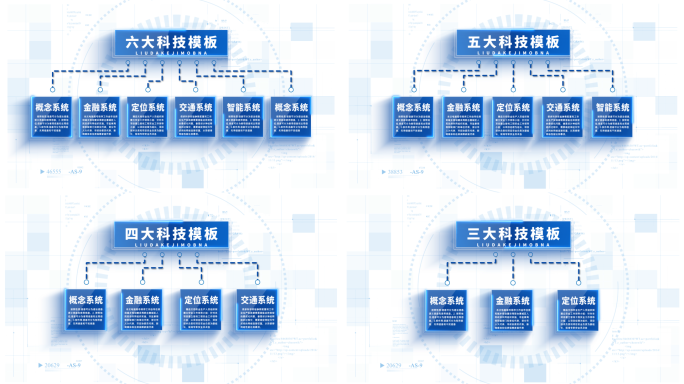 蓝色简洁分类组织架构