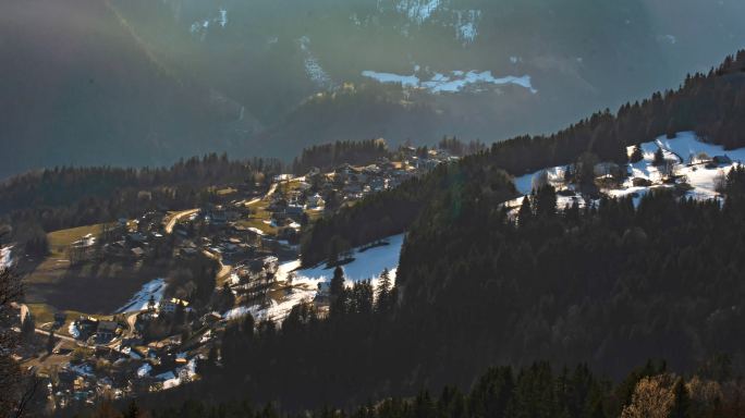 法国阿尔卑斯雪山 勃朗峰唯美小镇