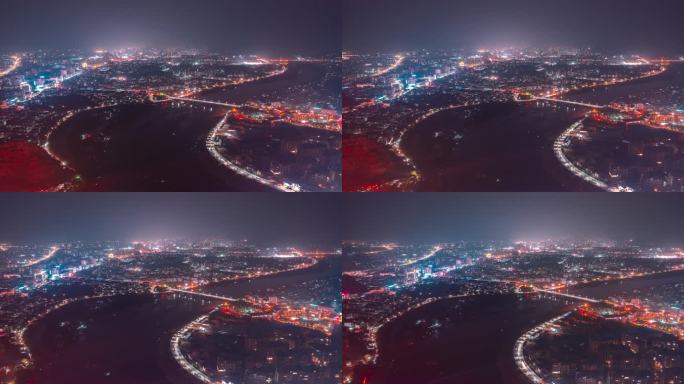 4k航拍桂林夜景延时