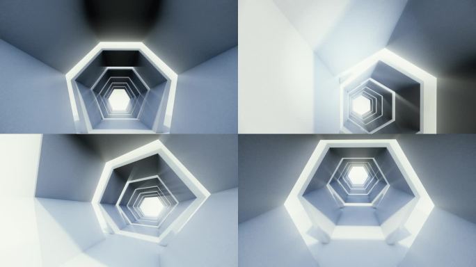 科技感艺术感建筑光影变化空间穿梭视频素材