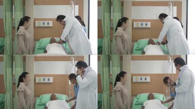 医生将去医院病房探望病人。
