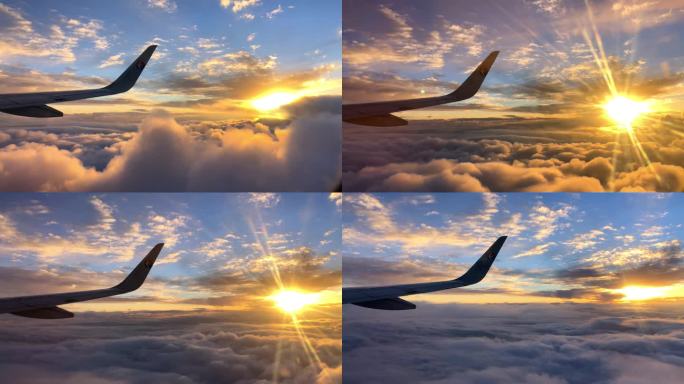 空中拍摄落日-兰州飞上海