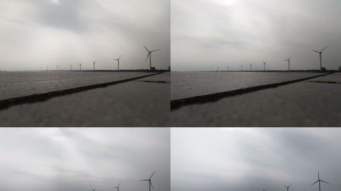 5k延时台州东海塘风车发电远景