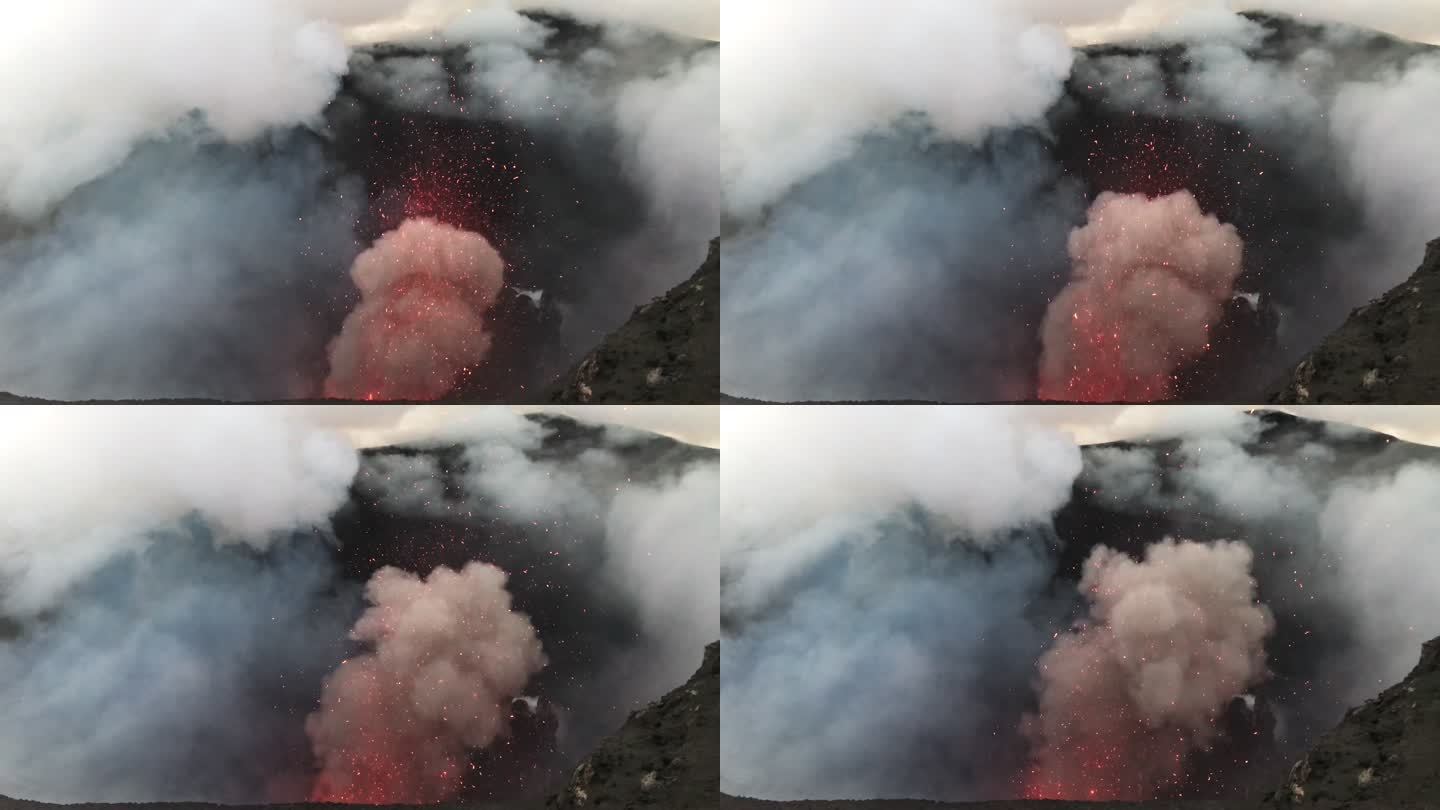 火山喷发Tanna岛Yasar瓦努阿图山慢动作4K视频