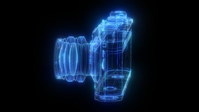 发光全息复古相机透明通道素材