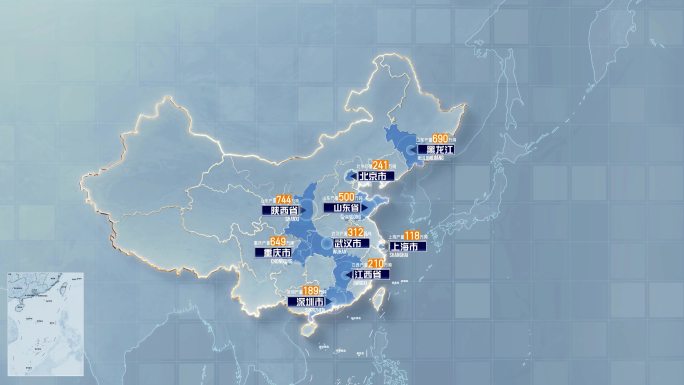 4K干净简约科技感中国区位地图