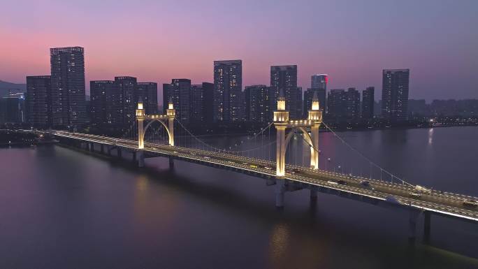 广东珠海白石桥夜景调色4k