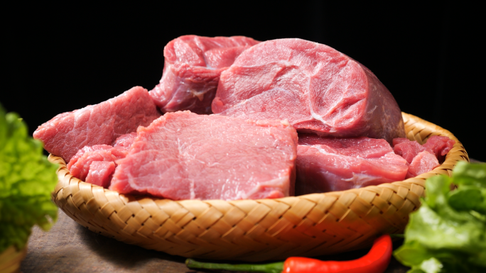 4K肉类牛肉瘦肉猪肉食材展示
