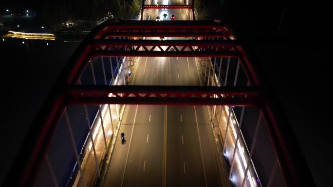 航拍宿迁秀强大桥夜景