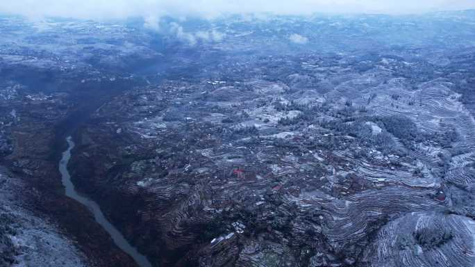 白雪覆盖的美丽乡村