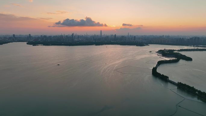 中国武汉东湖公园鸟瞰图