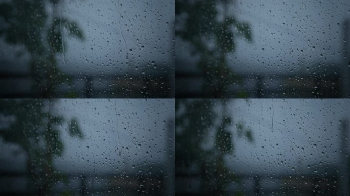雨点落在窗户玻璃上