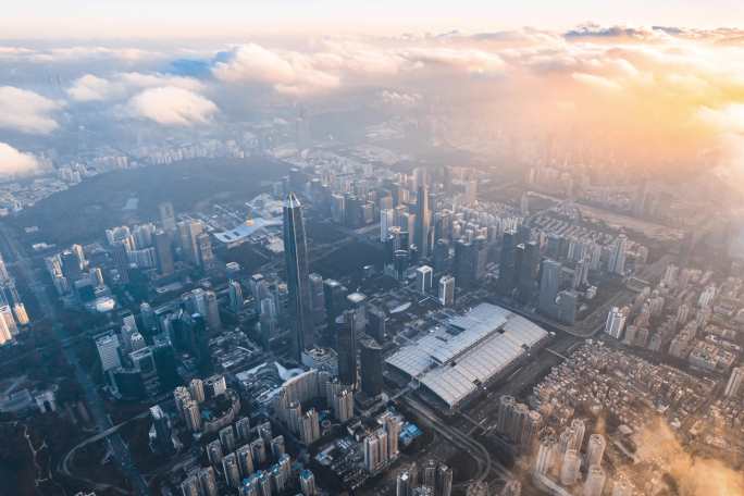 5.4K深圳朝霞大气穿云航拍