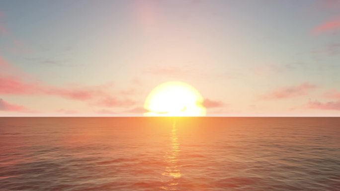 4K海面太阳升起夕阳4