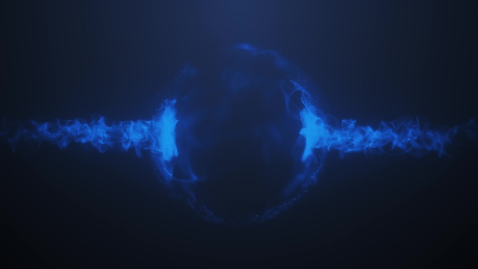 抽象的蓝色未来主义科幻等离子圆形形状，带有能量光笔画股票视频-数字圆形线框技术蓝色背景股票视频