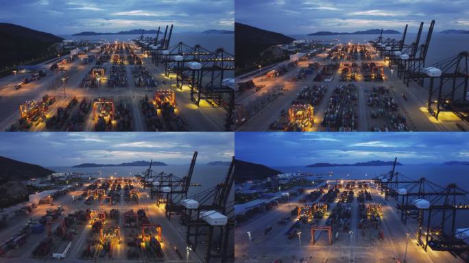 珠海港航拍城市港口片头空镜4k