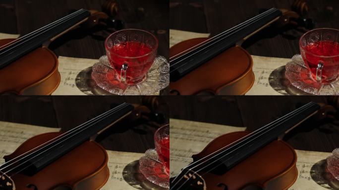 小提琴乐章乐谱水晶玻璃茶杯