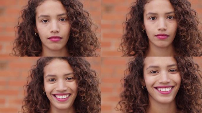 秘鲁裔快乐年轻女性特写