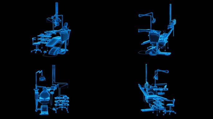 蓝色科技线条牙科椅透明通道素材