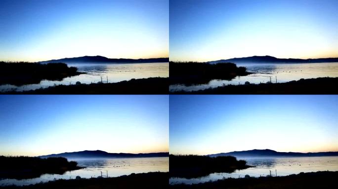 洱海傍晚湖面延时摄影