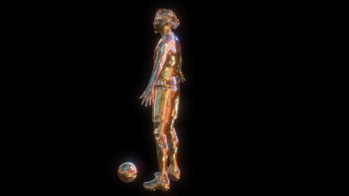 赛博朋克元宇宙运动员踢球透明通道素材