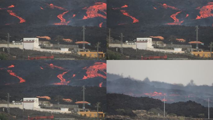 熔岩流摧毁了拉帕尔马塔胡亚的“天堂”。老山顶的火山爆发。2021年10月18日