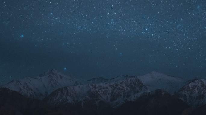 T/L PAN夜间雪山夜空